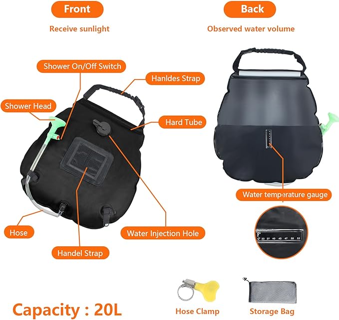 Camping Shower Tent,Pop Up Privacy Tent with Solar Shower Bag,Waterproof Pop Up Shower Tent for Portable Outdoor Toilet Shower Changing Room Sun Shelter Camping (Black/Camouflag/Green)