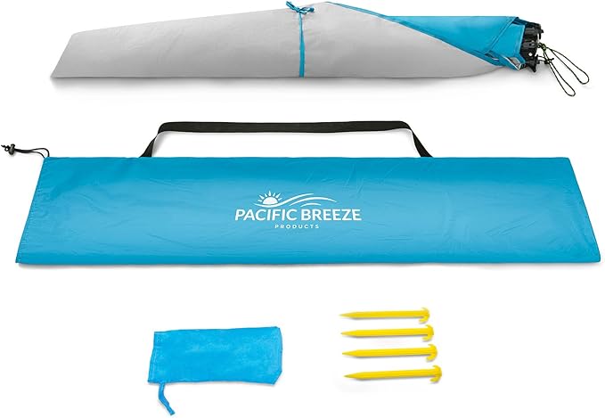 Pacific Breeze Easy Setup Beach Tent, SPF 50+ Pop Up Beach Tent Provides shelter from The Sun for 4+ People