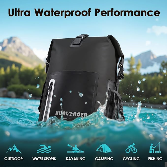Waterproof Backpack 20L/30L/40L- Roll Top Closure Bag - Hiking Backpack - Lightweight Durable Floating Dry Bag with IPX8 Waterproof Phone Case