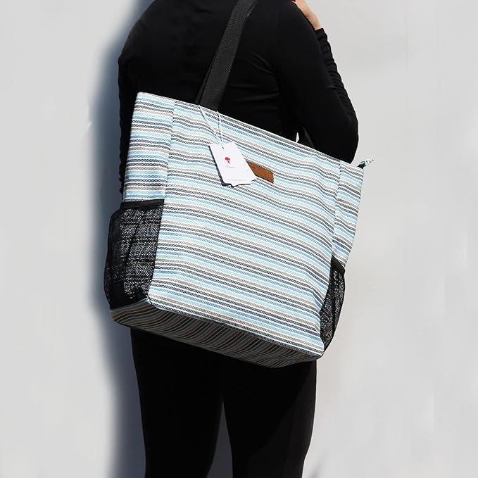 ESVAN Original Floral Water Resistant Large Tote Bag Shoulder Bag for Gym Beach Travel Daily Bags Upgraded