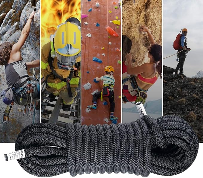 X XBEN Outdoor Climbing Rope 10M(32ft) 20M(64ft) 30M(96ft) 50M(160ft) 70M(230ft) 152M(500FT) 352M(1000FT) Static Rock Climbing Rope for Escape Rope Ice Climbing Equipment Fire Rescue Parachute