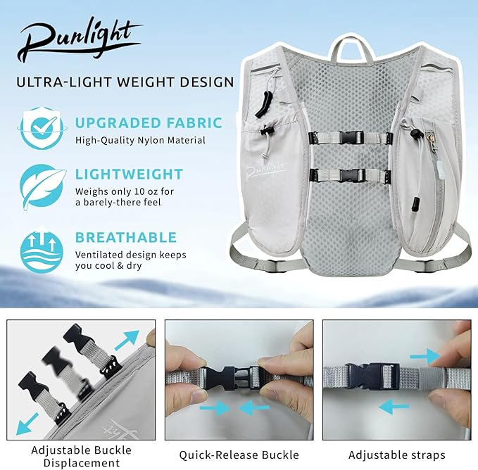 Running Vest for Women Men, Adjustable Hydration Backpack Breathable Reflective with 1.5L Water Bladder for Hiking, Trail, Running, Marathons, Cycling