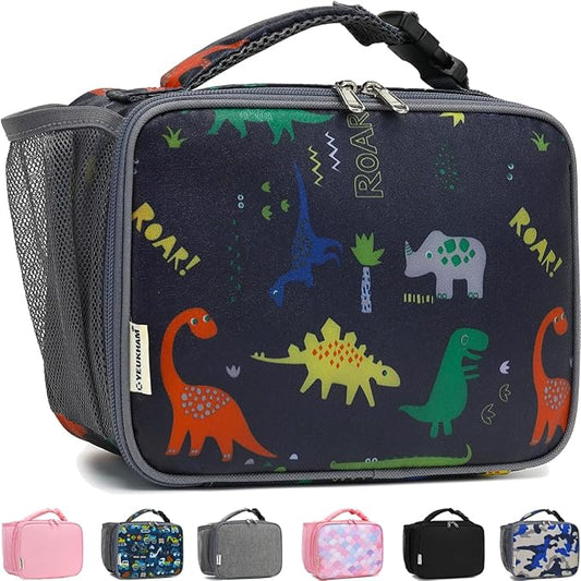 Insulated Lunch Box for School, Thermal Reusable Durable Freezable Lunch Bags for Kids Boys Girls Men Women - Small Soft Cooler Portable Lunch Tote Kit for Work Picnic Travel,Dinosaur