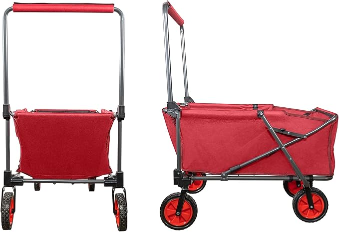Zenithen Limited Portable Folding Work Wagon, Perfect for Camping, Beach Trips, and Sporting Events, Storable with an Adjustable Handle, Red (Pack of 1)