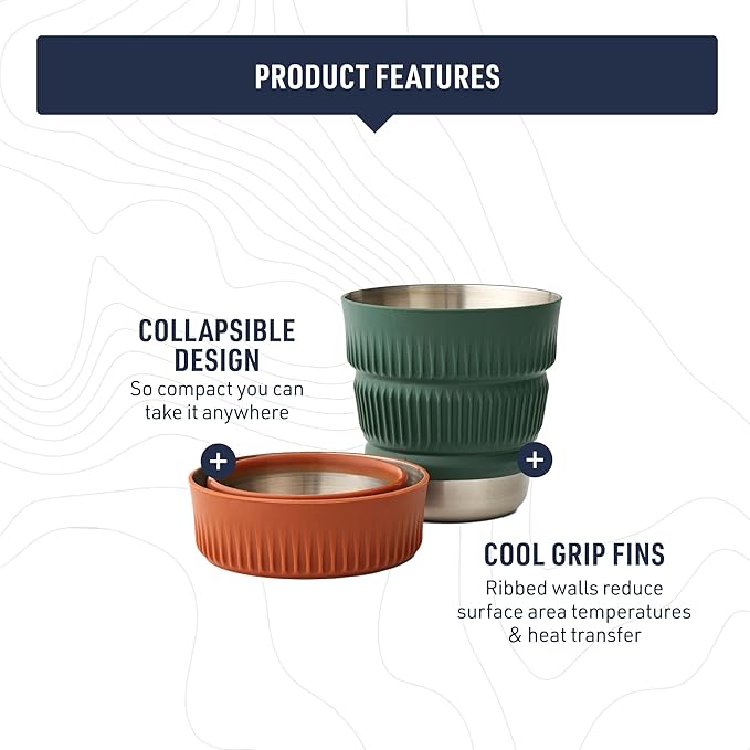 Sea to Summit Detour Stainless Steel Collapsible 16 Ounce Camp Mug, Laurel Wreath Green