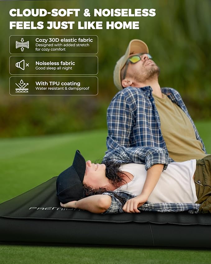 KingCamp Self Inflating Sleeping Pad for Camping Ultra Thick Double Single Foam Mattress High R Value Camping Air Pad Mat, Multi Colors & Sizes