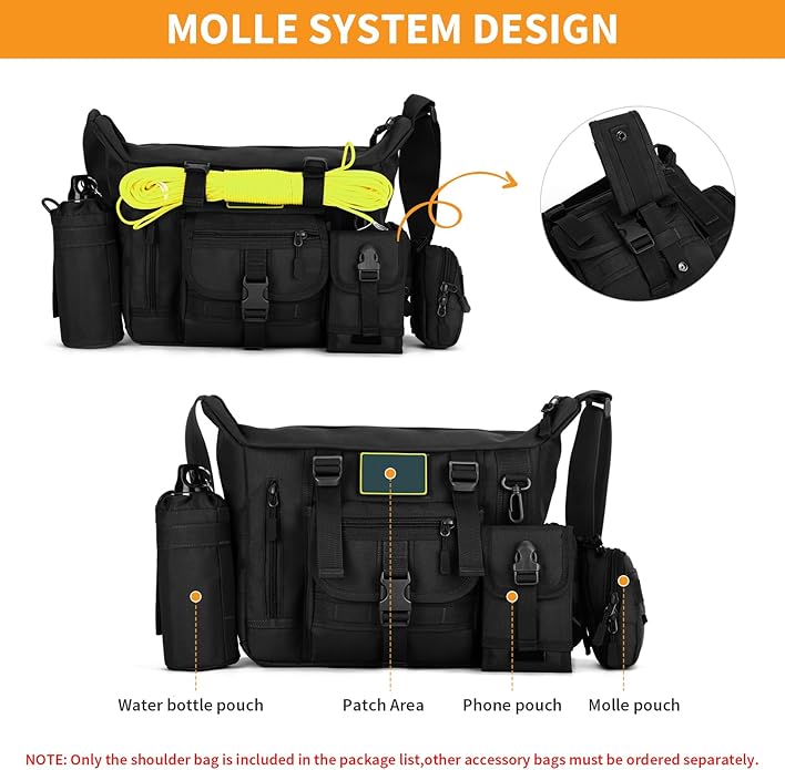 HUNTVP Tactical Messenger Bag Shoulder Bag Cross Body Bag Belt Sling Bags Laptop For Working Cycling Hunting Camping