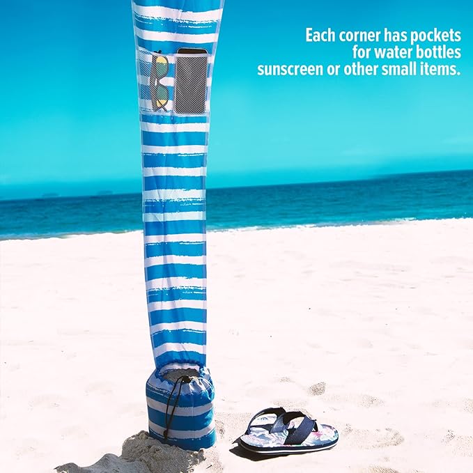 Qipi Beach Cabana - Easy to Set Up Canopy, Waterproof, Portable 6' x 6' Beach Shelter, Included Side Wall, Shade with UPF 50+ UV Protection, Ultimate Sun Umbrella - for Kids, Family & Friends