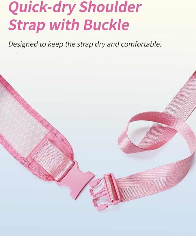 WANDF Swim Bag Foldable Mesh Drawstring Bag with Quick-dry Shoulder Strap Beach Backpack with Wet Pocket for Swimming, Gym, and Workout Gear (Pink Patent Pending)