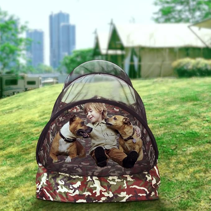 Pop Up Mosquito Tent 2-Person Large Portable Foldable Pop-up Screen Tent Mosquito Camping Net Tent for Double Persons Camping Hiking Outdoor Installation-Free (Camouflage)