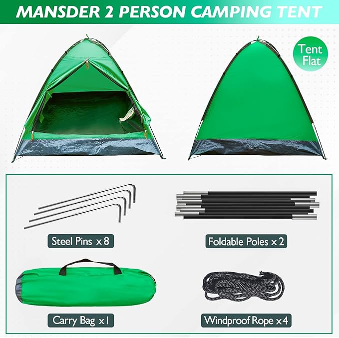 2 Person Camping Dome Tent,Waterproof Lightweight Portable Tents for Outdoor Camping Hiking Travel