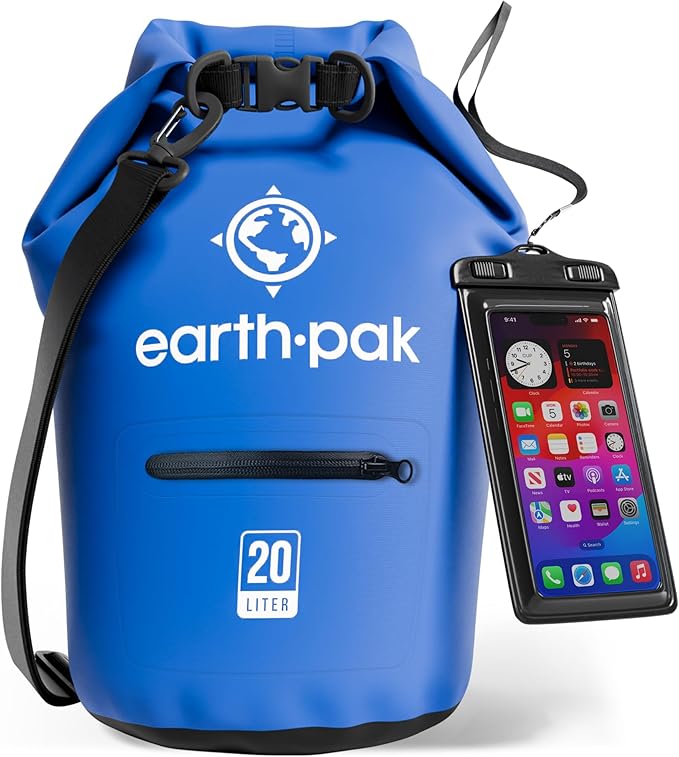 Earth Pak Waterproof Dry Bag with Zippered Pocket - Waterproof Dry Bag Backpack Keeps Gear Dry