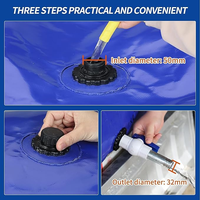 MXQMKL 2480 L/650 gal Water Bladder Storage Containers, Foldable Portable Water Tank Large Capacity Soft Water Bag, Drought Resistance, Fire Prevention, Emergency Water