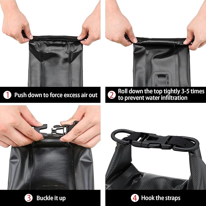 Waterproof First Aid Kit Roll Top Boat Emergency Kit with Waterproof Contents for Fishing Kayaking Boating Swimming Camping Rafting Beach Black