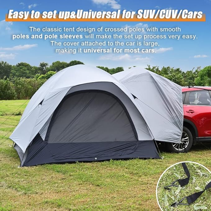 MC TOMOUNT SUV Tent 10ft*10ft*7ft Universal for SUV/CUV/Cars with Rainfly & 2 Doors for Camping Family Camping