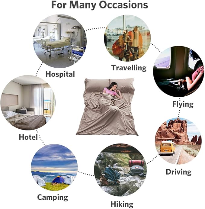 Sleeping Bag Liner Ultralight Travel Sheet Dirt-Proof Travel Camping Sheet Sleeping Sheet Hotel Sheet for Outdoor Travel Hiking Hotels Picnics