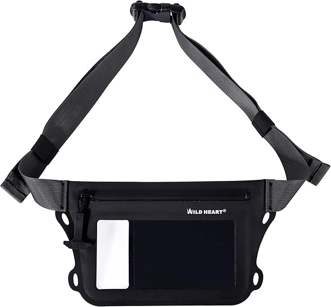 WILD HEART Waterproof Waist Bag IPX8 with Adjustable Waist belt Screen Touchable Dry Bag Double Inner Pocket for Swimming Diving Floating Rafting Boating