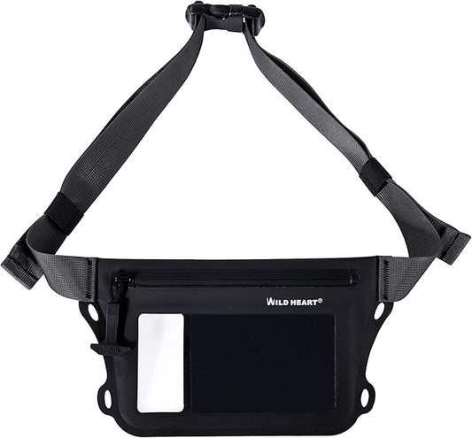 WILD HEART Waterproof Waist Bag IPX8 with Adjustable Waist belt Screen Touchable Dry Bag Double Inner Pocket for Swimming Diving Floating Rafting Boating