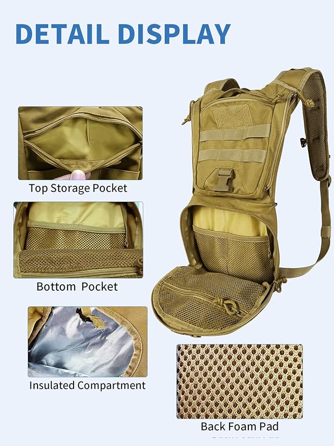 SMONT Tactical Molle Water Hydration Running Backpack - Lightweight with 2.5L Water Bladder for Men Hiking