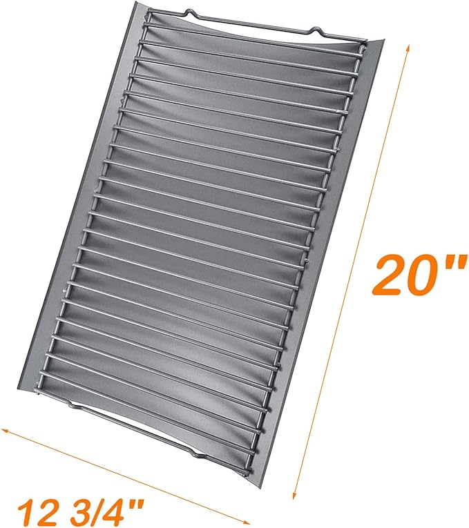 MixRBBQ 20 inch Ash pan with 2pcs Fire Grate Hanger for Chargriller 5050, 5072, 5650, 2123 Charcoal Grills, Char-Griller Model 200157(20" x 12 3/4"), Replacement Part 20" Drip Pan