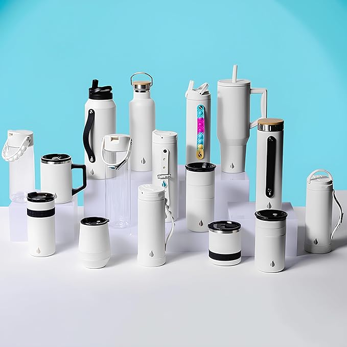 Elemental Insulated Coffee Mug - Triple-Wall Stainless Steel Summit Travel Cup for Hot and Cold Drinks - Thermal Coffee Mug with Lid and Handle for Camping, Office & Travel 16oz - White