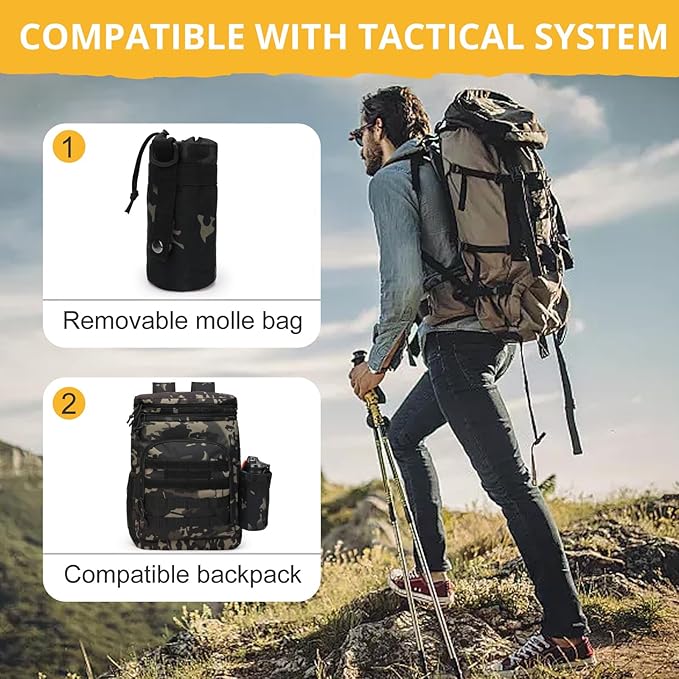 Tactical Reusable Lunch Bag for Men/Women - Insulated Lunch Box Leakproof Lunch Pail Freezable with Adjustable Shoulder Strap,Lunch Cooler Bag for Work Office Picnic Beach，Black Camo