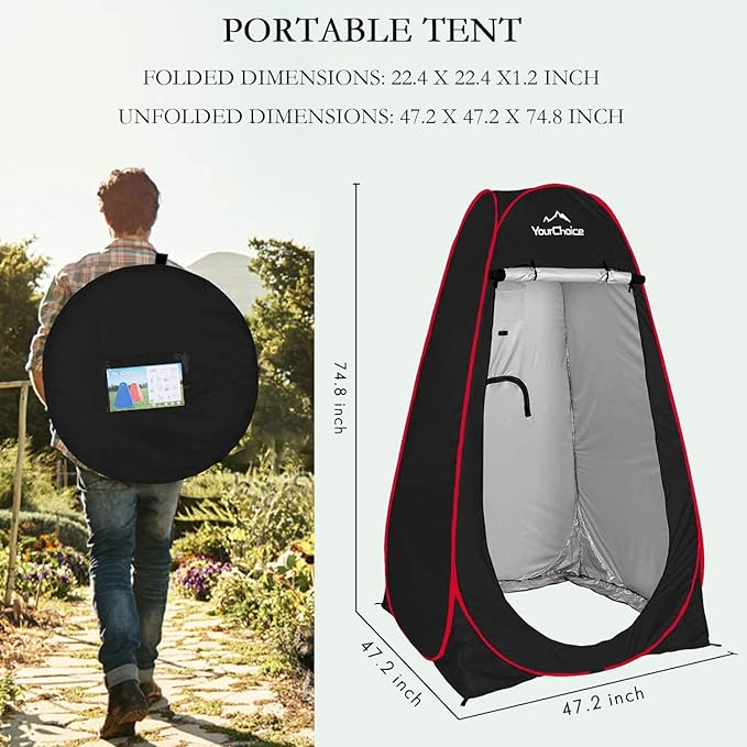 Your Choice Pop Up Privacy Shower Tent - Portable Changing Tent for Camping, Beach & Hiking - 6.2FT Lightweight with Carry Bag, Quick Setup & Full Coverage