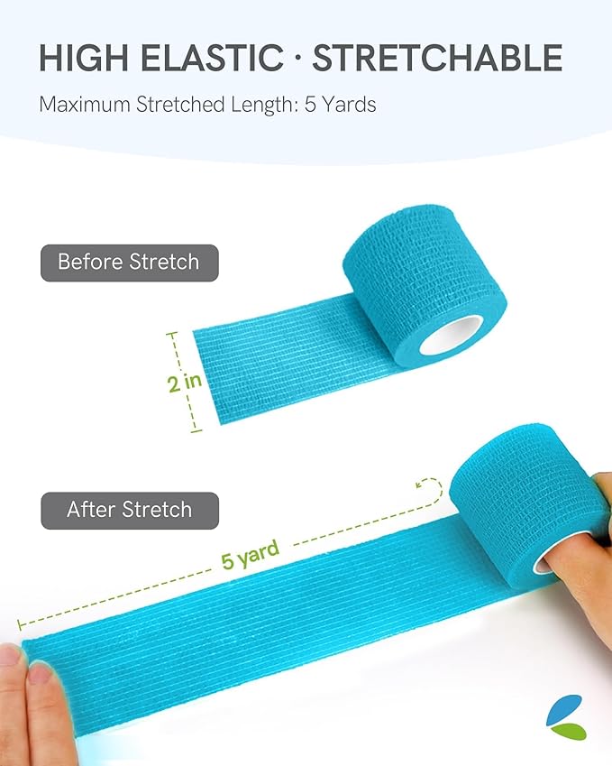 FriCARE Self Adhesive Bandage Wrap, Medical Tape in First Aid Kit, Cohesive Bandages for Wounds Sport Vet, FSA/HSA Eligible, 2 Inches X 5 Yards 6 Rolls, Vibrant