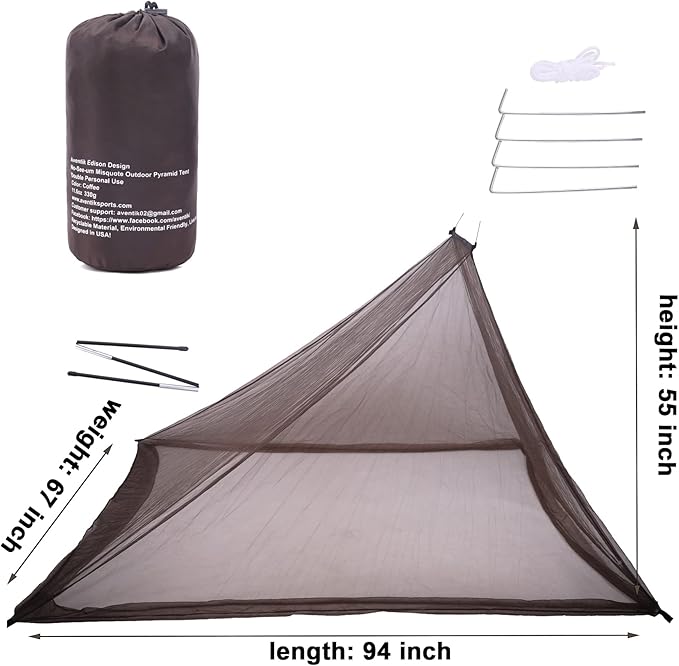 No-See-Ums Camping Mosquito Net Bed Compact and Ultra-Light for Travel，Finest Holes Mesh 2000 Noseeum Netting for Camping and Hiking, Without Sleeping Mat