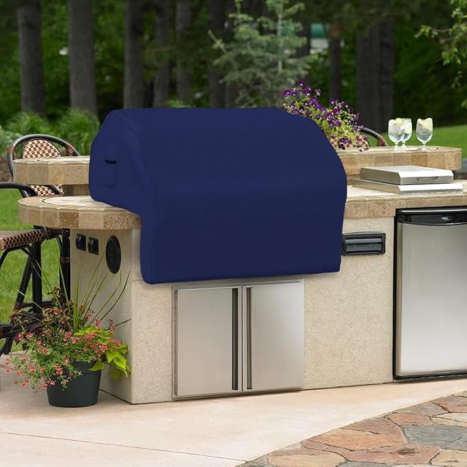 Covers & all Built-in Outdoor Grill Cover, Durable 12 Oz Waterproof Cover Max Material with Air Pocket & Elastic for Snug Fit (36" W x 26" D x 24" H Inches, Blue)