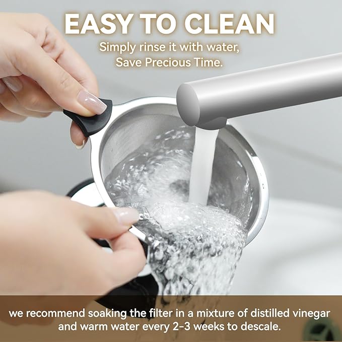 Pour Over Coffee Dripper Filter: Reusable Stainless Steel Coffee Filters - Metal Cone Filter Paperless Single Cup Coffee Maker 1-2 Cup with Double Mesh & Non-slip Cup Stand Sliver