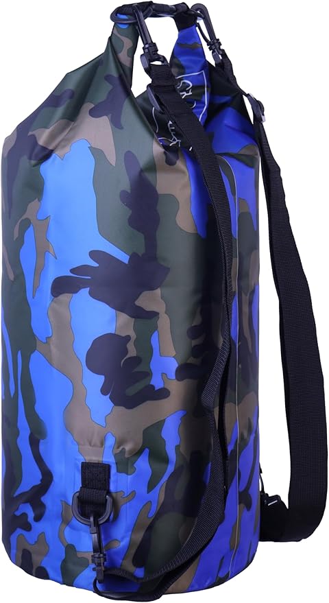 Waterproof Dry Bag Combo 5-30L Roll Top Dry Storage Bag Backpack for Kayaking Boating Beach Camping Travel Fishing, w/Phone Case & Collapsible Water Bottle & Sunglasses & Ear Band,Blue 20L