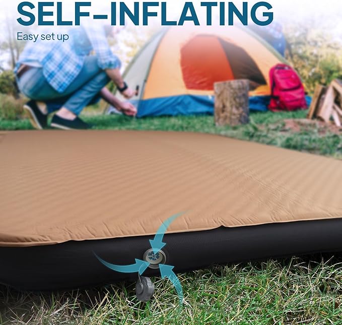 LOSTHORIZON Air & Foam Camping Mattress, Self-Inflating Sleeping Pad, 4.5" Thick, with Pump Sack, Cot
