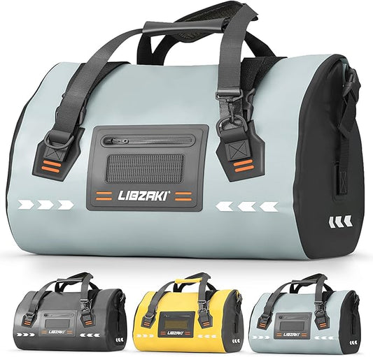 LIBZAKI Stormproof Rolltop Duffel Bag - Extra Large Waterproof Dry Bag for Kayaking, SUP & Outdoor Gear Storage, Reinforced PVC Base 70L Black/Gray