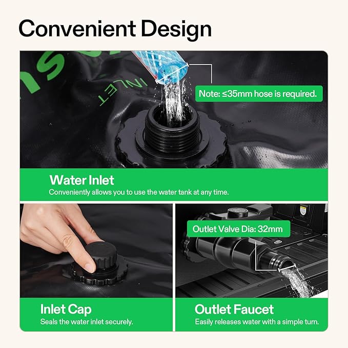 VIVOSUN 540 L/143 Gal Water Bladder, Foldable and Portable Water Storage Bag for RV, Camping, Garden Watering, Agricultural Irrigation, Drought Prevention, Firefighting