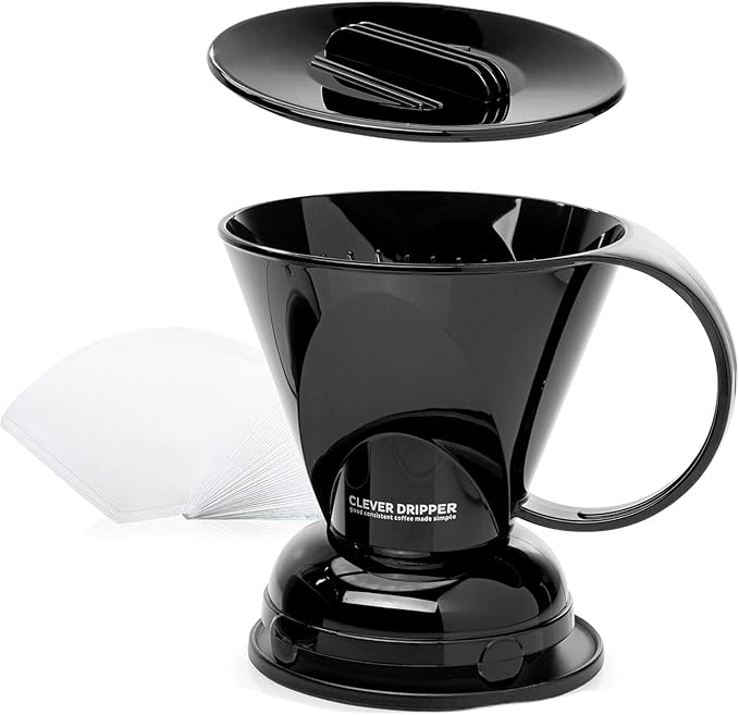 Clever Coffee Dripper and Filters, Large 18 oz (Black)| Barista's Choice| Safe BPA Free Plastic|Includes 100 Filters