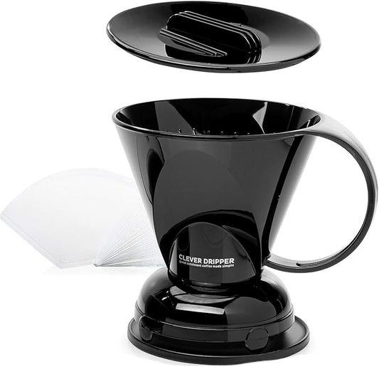 Clever Coffee Dripper and Filters, Large 18 oz (Black)| Barista's Choice| Safe BPA Free Plastic|Includes 100 Filters