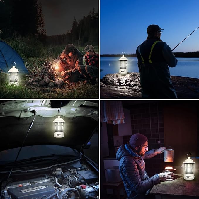 Camping Lantern, COB Lantern for Power Outage, Suitable for Indoor and Outdoor, Beige