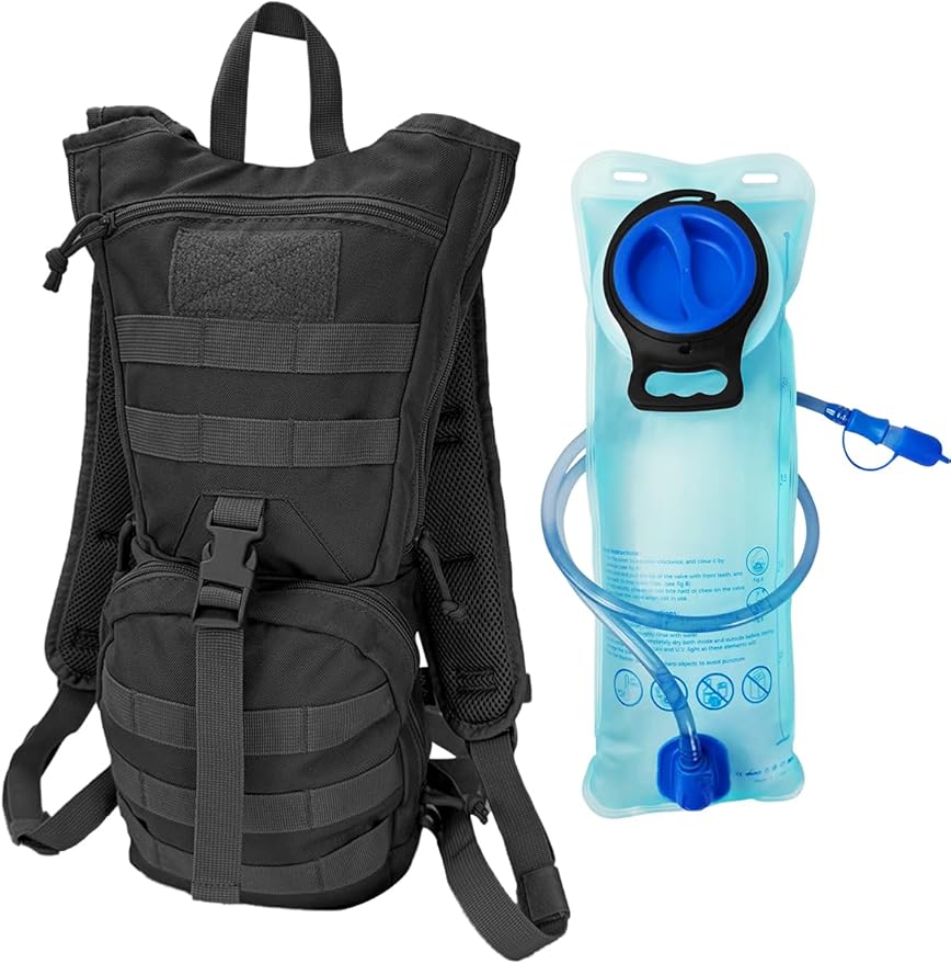 SMONT Tactical Molle Water Hydration Running Backpack - Lightweight with 2.5L Water Bladder for Men Hiking