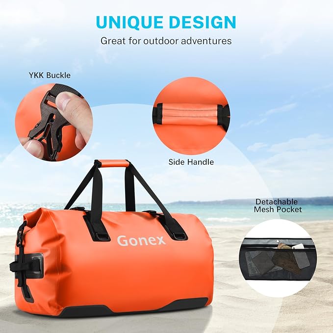 Gonex 40L 60L 80L Extra Large Waterproof Duffle Travel Dry Duffel Bag Heavy Duty Bag with Durable Straps & Handles for Kayaking Paddleboarding Boating Rafting Fishing