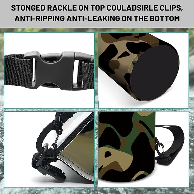 Waterproof Dry Bag,Roll Top Grey Camouflage Waterproof Backpack 5L/10L/20L Floating and Lightweight Bags for Kayaking, Boating, Fishing, Swimming and Camping with Waterproof Phone Case