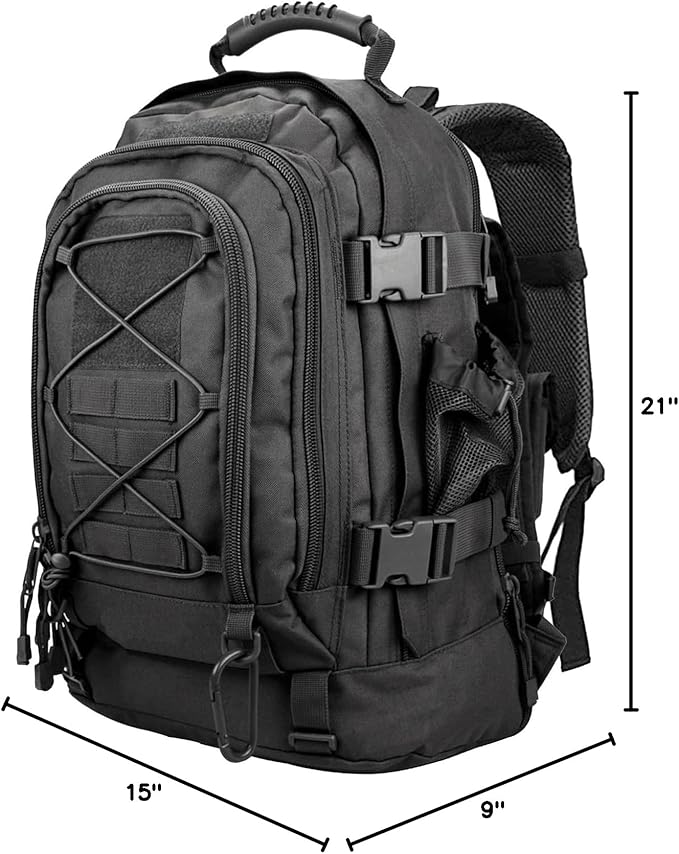 Tactical Backpack Military Army Daypack - Assault Pack for Men Molle Backpacks Bug Out Bag 3 Day Pack for Hiking Camping Travel Hunting Rucksack Trekking Black