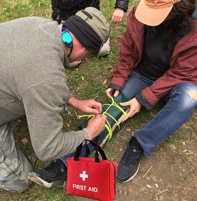 AOUTACC 2 Pack Nylon First Aid Empty Kit,Compact and Lightweight First Aid Bag for Emergency at Home, Office, Car, Outdoors, Boat, Camping, Hiking(Bag Only) (2 Pack Red With Handles)