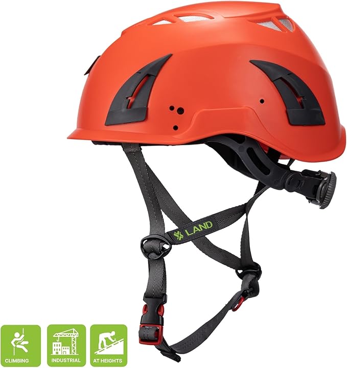 Land Helmets ClimbPro Helmet EN 12492 Vented for Rock Climbing – Durable, Lightweight Shell, Adjustable Chin Strap, Perfect for Outdoor Adventure with Universal Accessory Slots