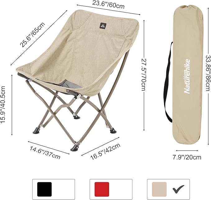 Naturehike Folding Camping Chair, Outdoor Portable Compact Chair, Collapsible & Comfortable Chair Heavy Duty for Travel Picnic Hiking Fishing Beach, Lightweight Backpack Chair Festival Gift, Sand