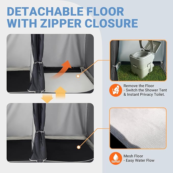 KingCamp Outdoor Shower Tents for Camping, Portable Instant Pop Up Privacy 2 Room Tent, with 5 Gallon/20L Portable Outdoor Shower Bag Sunlight Shower Bag