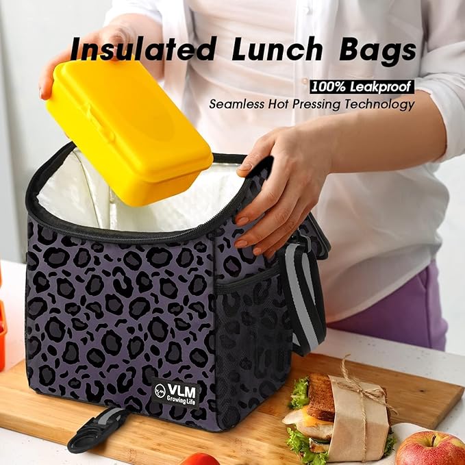 VLM Lunch Box for Women, Insulated Lunch Bag Women with Adjustable Shoulder Strap, Cute Lunch Tote Bag for Work,Picnic,Camping