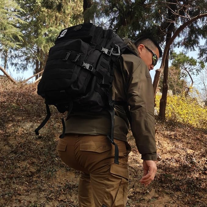 Military Tactical Backpack 45L Large Tactical Backpack for Men, Hiking Rucksack With Bottle Holder