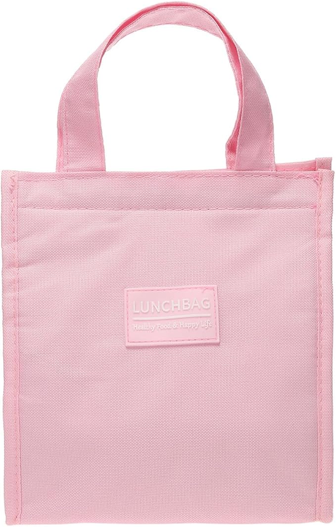 PATIKIL Insulated Lunch Bags, 8"x5"x9" Reusable Bento Bags Thermal Lunch Tote Portable Food Containers Bag for Men and Women, Pink