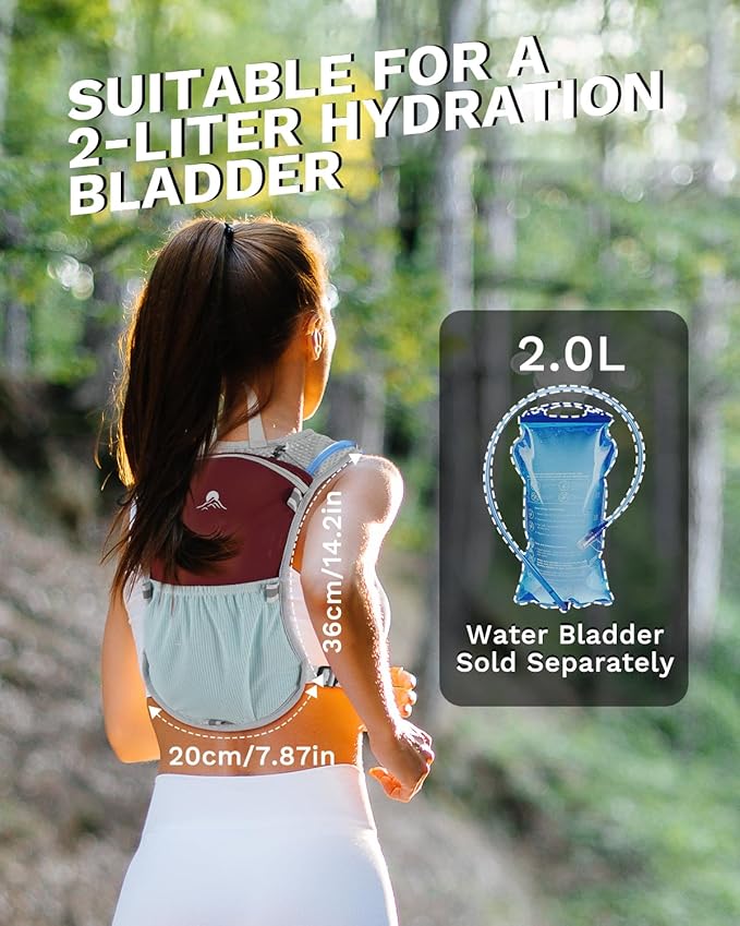 Running Vest for Women and Men, Hydration Backpack for Runners, Trail, Hiking, Biking and Walking, with Front Phone Holder, Adjustable Chest and Waist Strap
